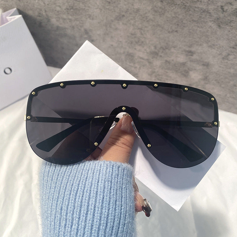 Wholesale PC All-in-one Big Frame Conjoined Frameless Unisex Same Style Sunglasses
